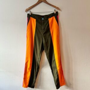 Clot Apparel Chinos, Olive Pink & Orange Panels, Medium